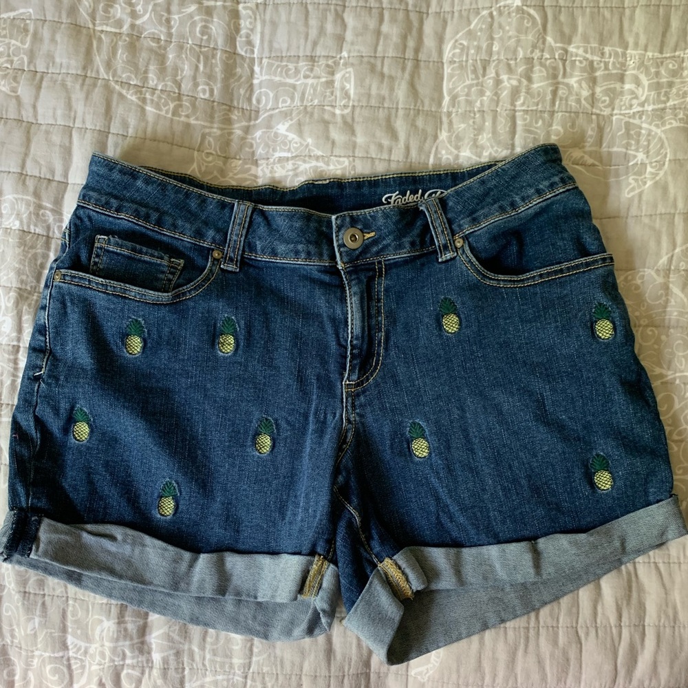 Pineapple Blue Jean Shorts